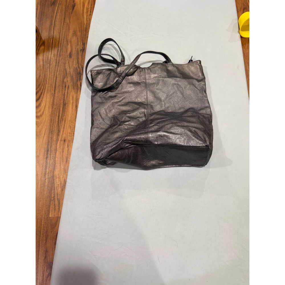Metallic Womens Wilsons Leather Tote Bag Large Pewter